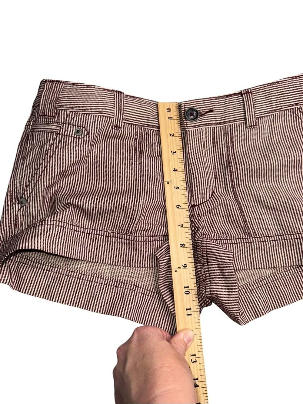 VTG Roxy Striped Cotton Shorts Womens Size 11 Low Rise Cuffed Surf Y2K